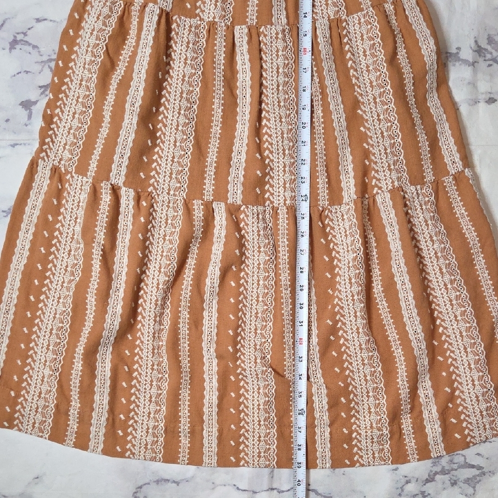 Greylin Tan/White Embroidered Midi Dress - Picture 6 of 10